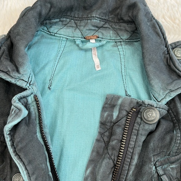 Free People Double Cloth Military Jacket Blue size XS 100% Cotton - Picture 5 of 14